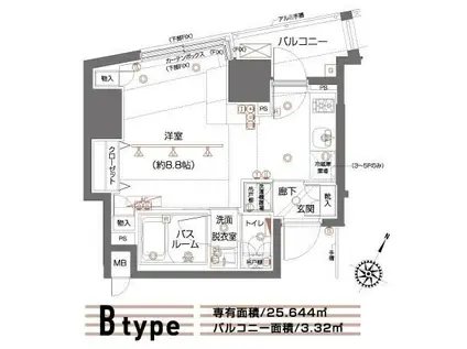 ZOOM都立大学(ワンルーム/3階)の間取り写真