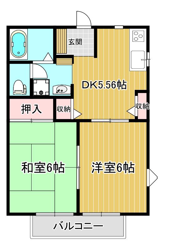 ジュネスMII(2DK/2階)の間取り写真
