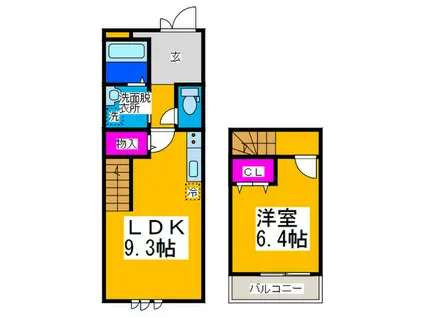 スリーハーブス谷佐(1LDK/1階)の間取り写真