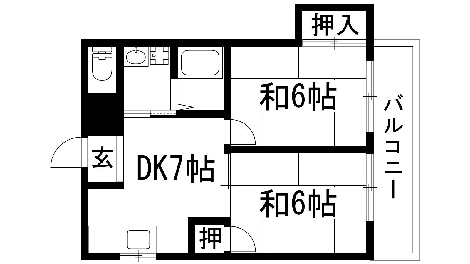 モダンアパートメント神戸宝塚2(2DK/2階)の間取り写真