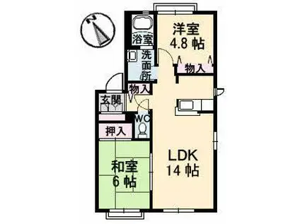 ディアス立村 A棟(2LDK/1階)の間取り写真