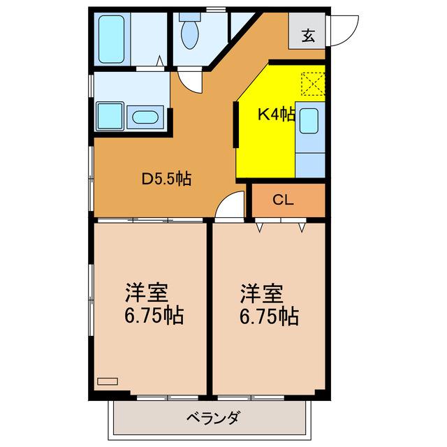 メゾンド・生井(2DK/1階)の間取り写真