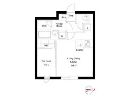 グローリオシェルト神宮前(1LDK/4階)の間取り写真