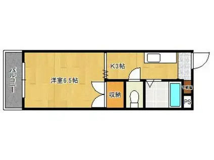 コンバーチブルII(ワンルーム/1階)の間取り写真