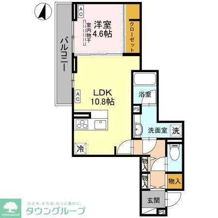 D-SERENO志木柏町(1LDK/2階)の間取り写真