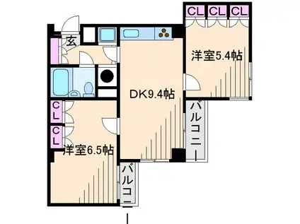 リエス綱島(2DK/4階)の間取り写真