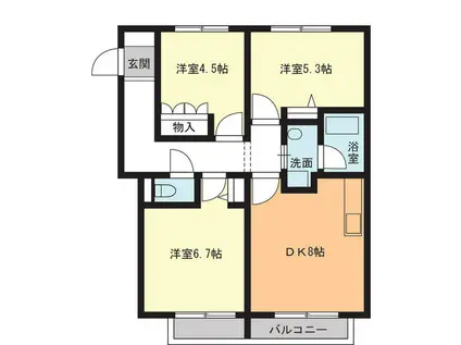 アーバンハイツ八事八幡山(3DK/2階)の間取り写真