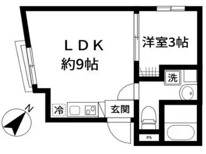 オモチデセンゴク(1LDK/1階)の間取り写真