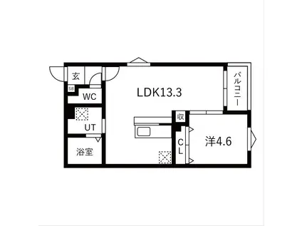 BC生駒C(1LDK/2階)の間取り写真