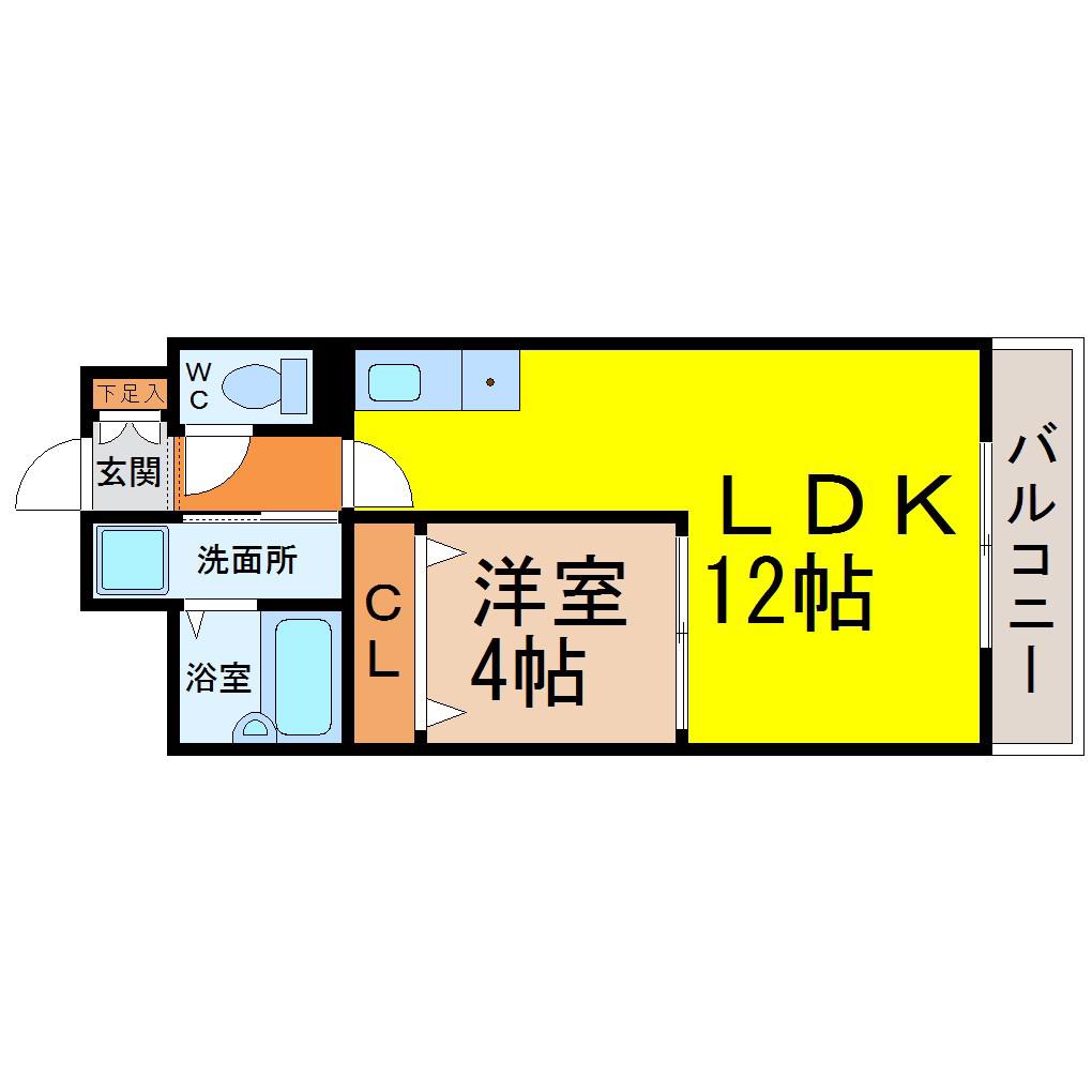 サンマール牛巻(1LDK/3階)の間取り写真