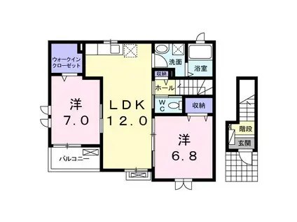 ブランシェI(2LDK/2階)の間取り写真