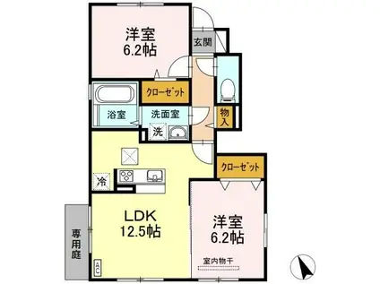 セジュールS(2LDK/1階)の間取り写真