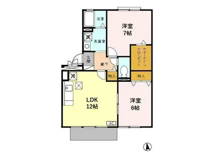 カーサコンフォール(2LDK/1階)の間取り写真