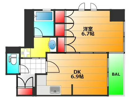 カイセイ本町(1DK/8階)の間取り写真