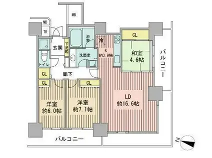 Dグラフォート札幌ステーションタワー(3LDK/18階)の間取り写真