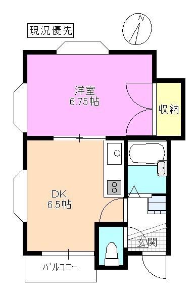 ハウス風間(1DK/1階)の間取り写真