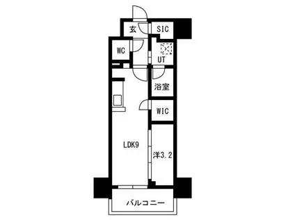メイクスアート名駅ウエスト(1LDK/15階)の間取り写真