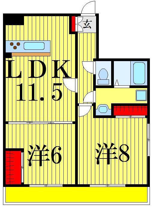 センターパーク柴又(2LDK/5階)の間取り写真