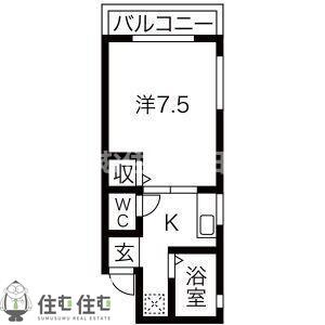 コーポラス芝(1K/1階)の間取り写真