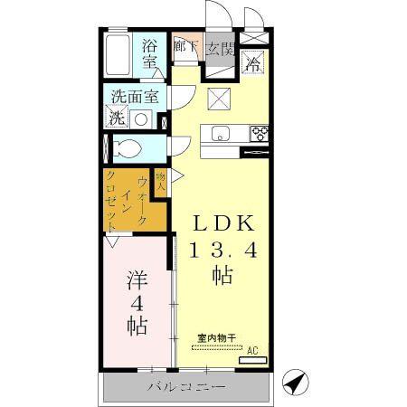エスポワール西明石(1LDK/1階)の間取り写真