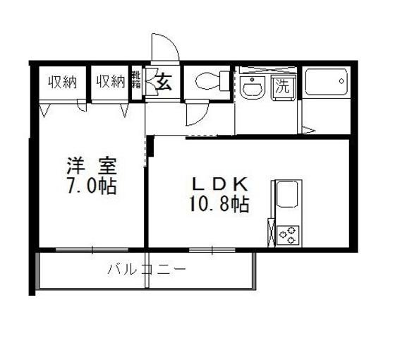 フロイデIII(1LDK/2階)の間取り写真