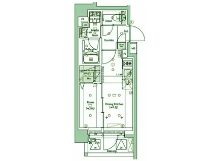 シーフォルム川崎池田(1DK/3階)の間取り写真