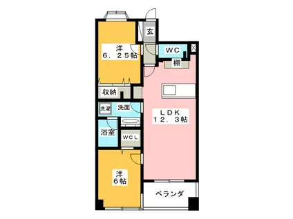 ラ・アトレ大宮土呂(2LDK/2階)の間取り写真