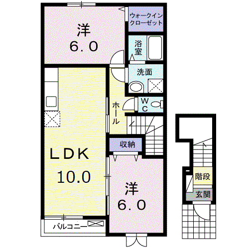 クレメント ブリーズ B(2LDK/2階)の間取り写真