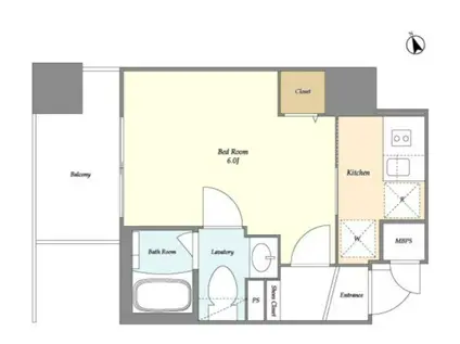 HYS 品川南大井(1K/5階)の間取り写真