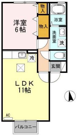 夢壱番館(1LDK/2階)の間取り写真