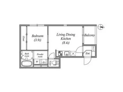 ハーモニーテラス中川西(1LDK/3階)の間取り写真
