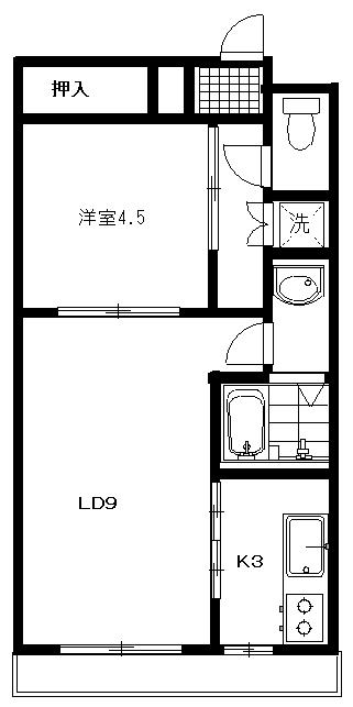 ハイツ山形II-1(2K/2階)の間取り写真