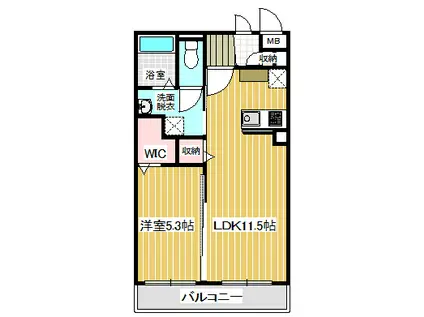 ルクシール神栖(1LDK/3階)の間取り写真