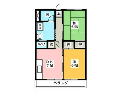 宮尾ハイツ(2DK/5階)の間取り写真