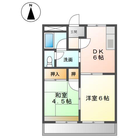 フォートレス21A(2DK/2階)の間取り写真