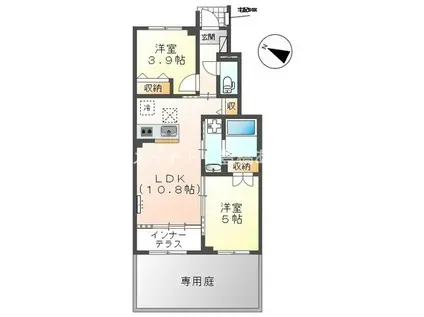 三本木町アパート(2LDK/1階)の間取り写真