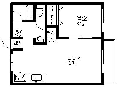 サンフラワー(1LDK/2階)の間取り写真
