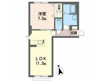 シャーメゾンムート(1LDK/1階)の間取り写真