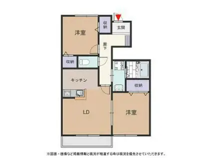 レフィナード橋目町B棟(2LDK/1階)の間取り写真