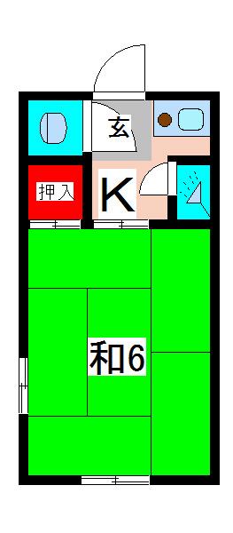 高木荘(1K/2階)の間取り写真