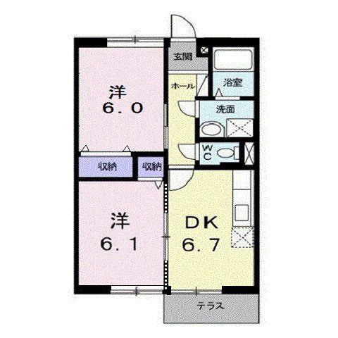 つきみそう(2DK/1階)の間取り写真