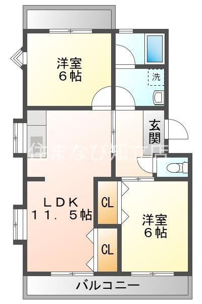 ハイドリームマンションII(2LDK/4階)の間取り写真
