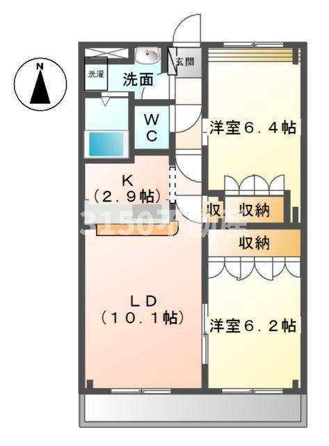 ミラーアイランドGI(2LDK/2階)の間取り写真