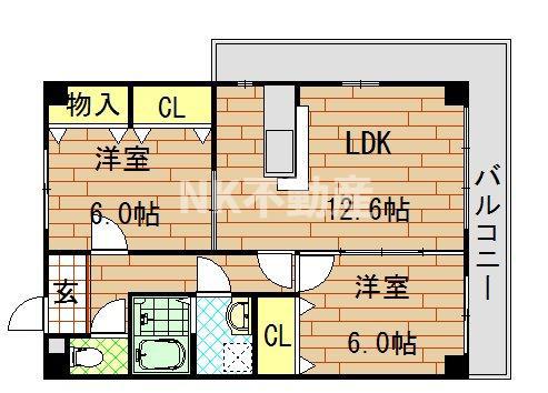GRAND CHARIOT(2LDK/3階)の間取り写真