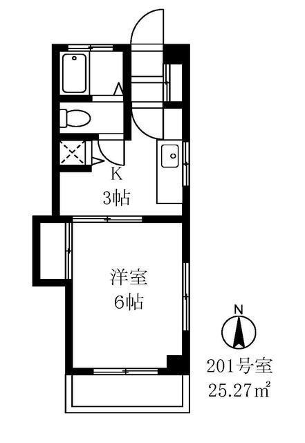 メゾン田園調布(1DK/2階)の間取り写真