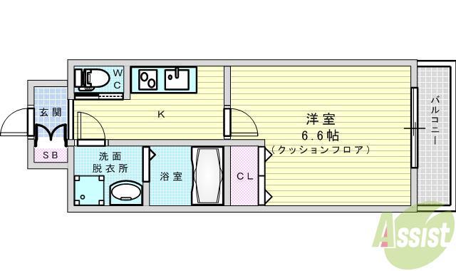 アリビオ江坂垂水町(1K/2階)の間取り写真