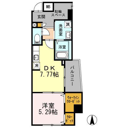 サンハイツ三光町(1DK/2階)の間取り写真