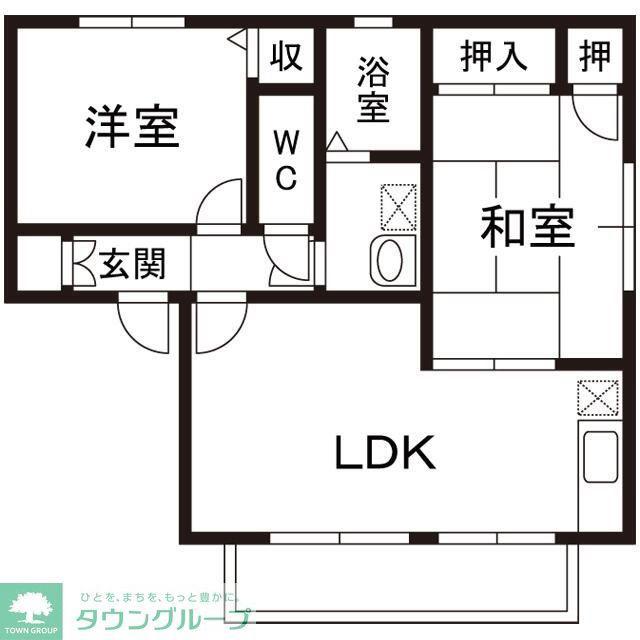 リーベンハイツ B棟(2LDK/1階)の間取り写真