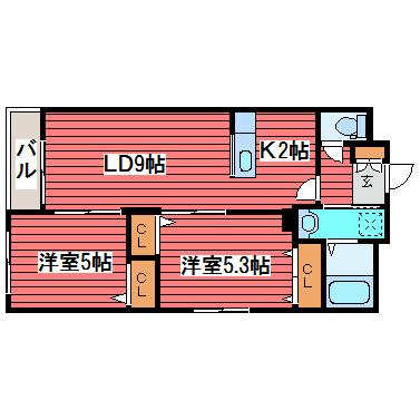 PALAIS DU ROI パレドゥロワ(2LDK/2階)の間取り写真