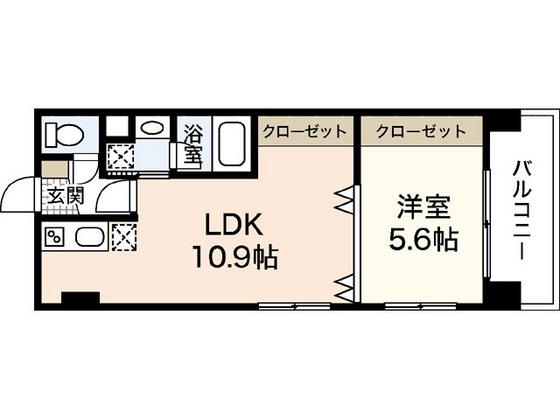 ラフォーレ十日市(1LDK/6階)の間取り写真